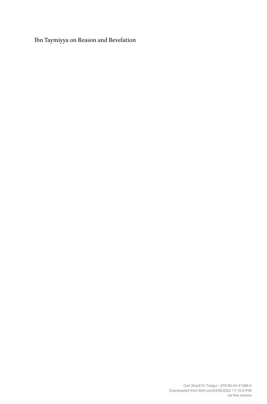 Ibn Taymiyyah on Reason and Revelation