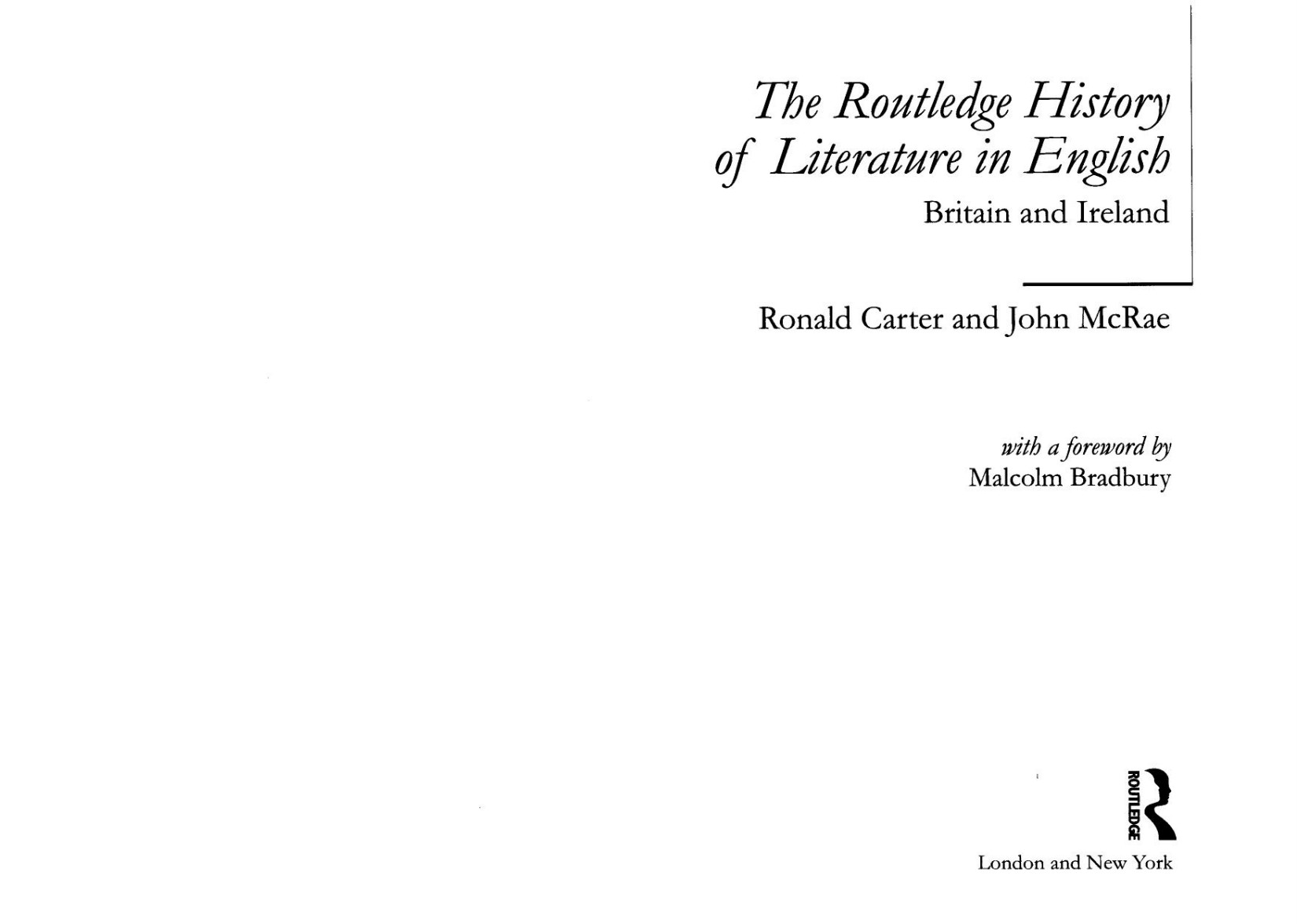 The Routledge History Of Literature In English Britain And Ireland