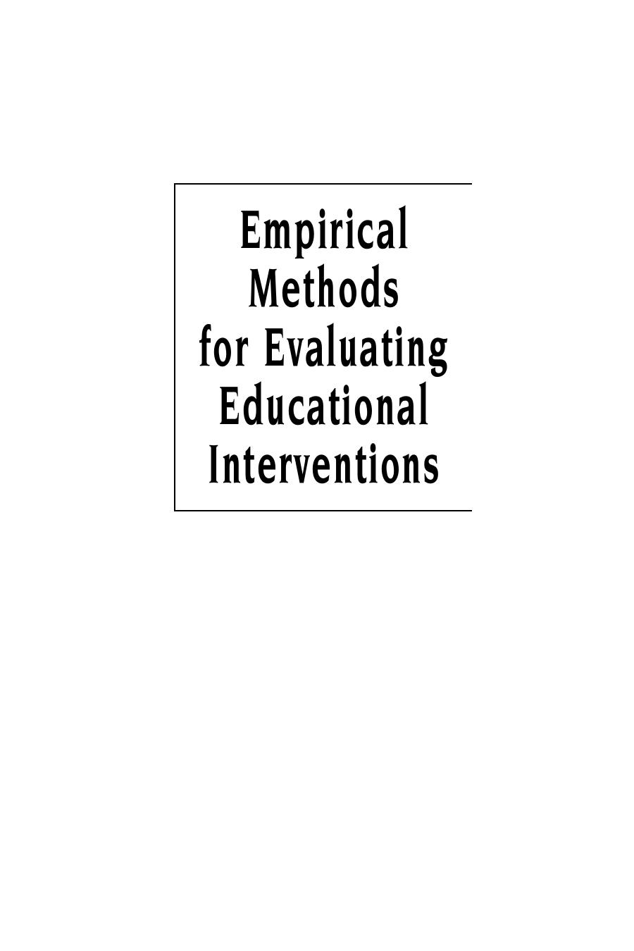 Empirical Methods for Evaluating Educational Interventions