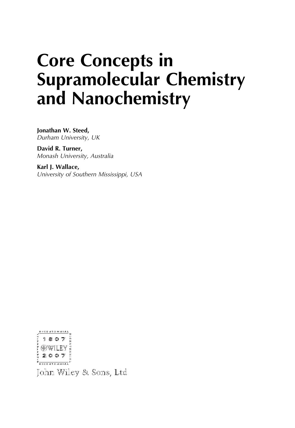 Core Concepts in Supramolecular Chemistry and Nanochemistry