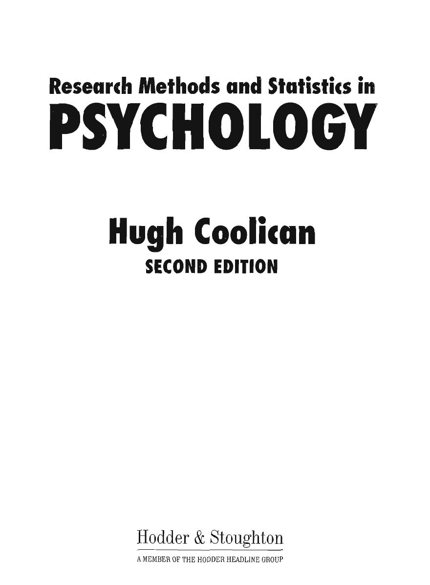 Research Methods and Statistics in Psychology