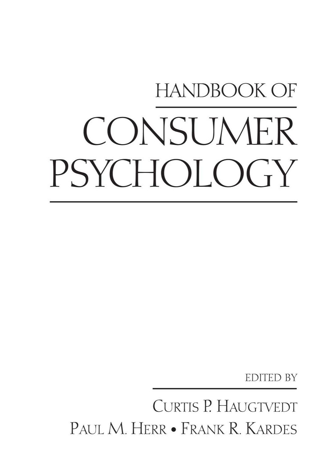 Handbook of Consumer Psychology