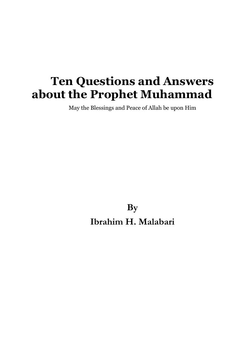 Ten Questions and Answers about the Prophet Muhammad