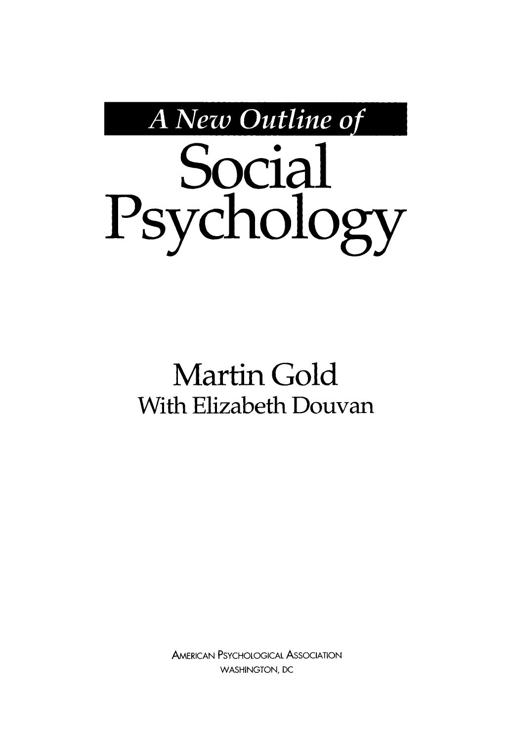 A New Outline of Social Psychology