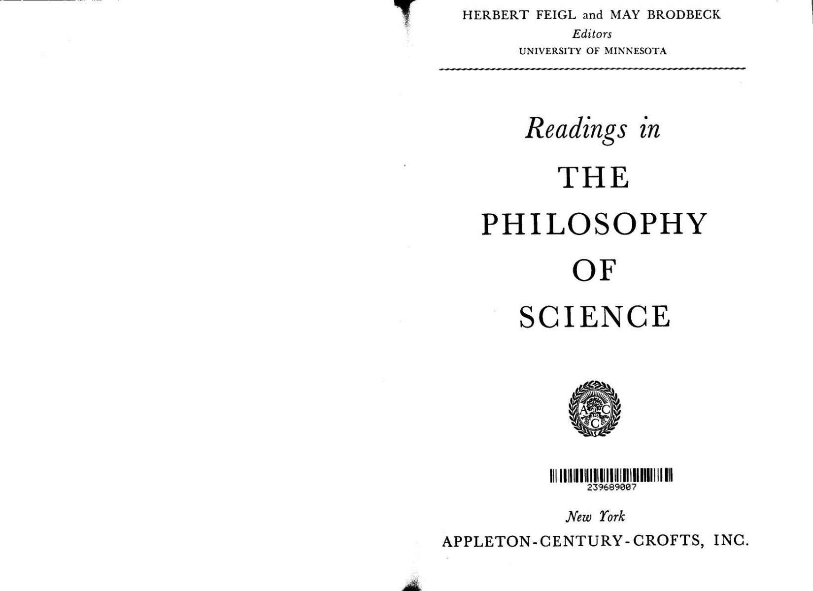 Readings in the Philosophy of Science