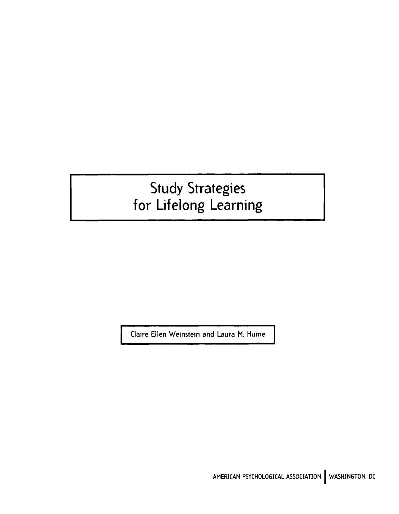 Study strategies for lifelong learning Front Matter