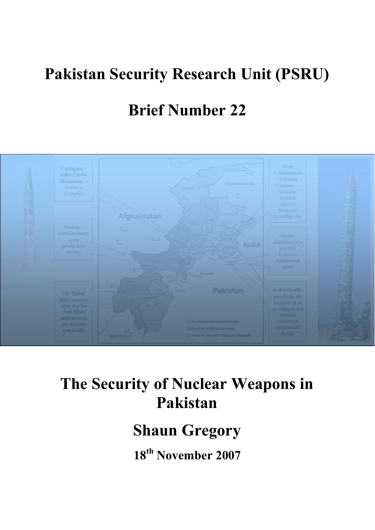 NUCLEAR COMMAND AND CONTROL IN PAKISTAN