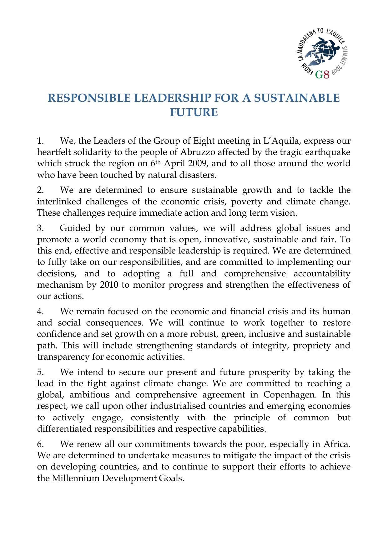 Responsible leadership for a sustainable future