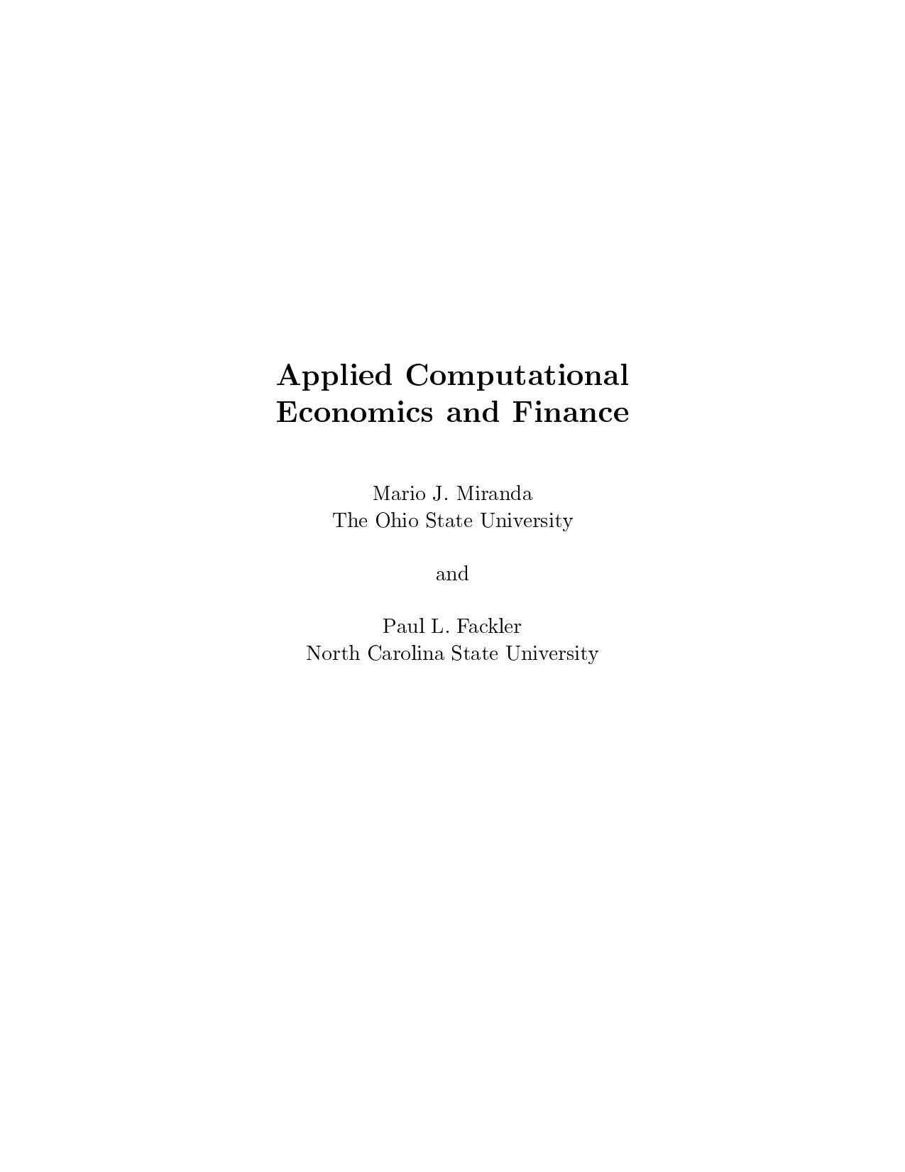 Mario J. Miranda, Paul L. Fackler