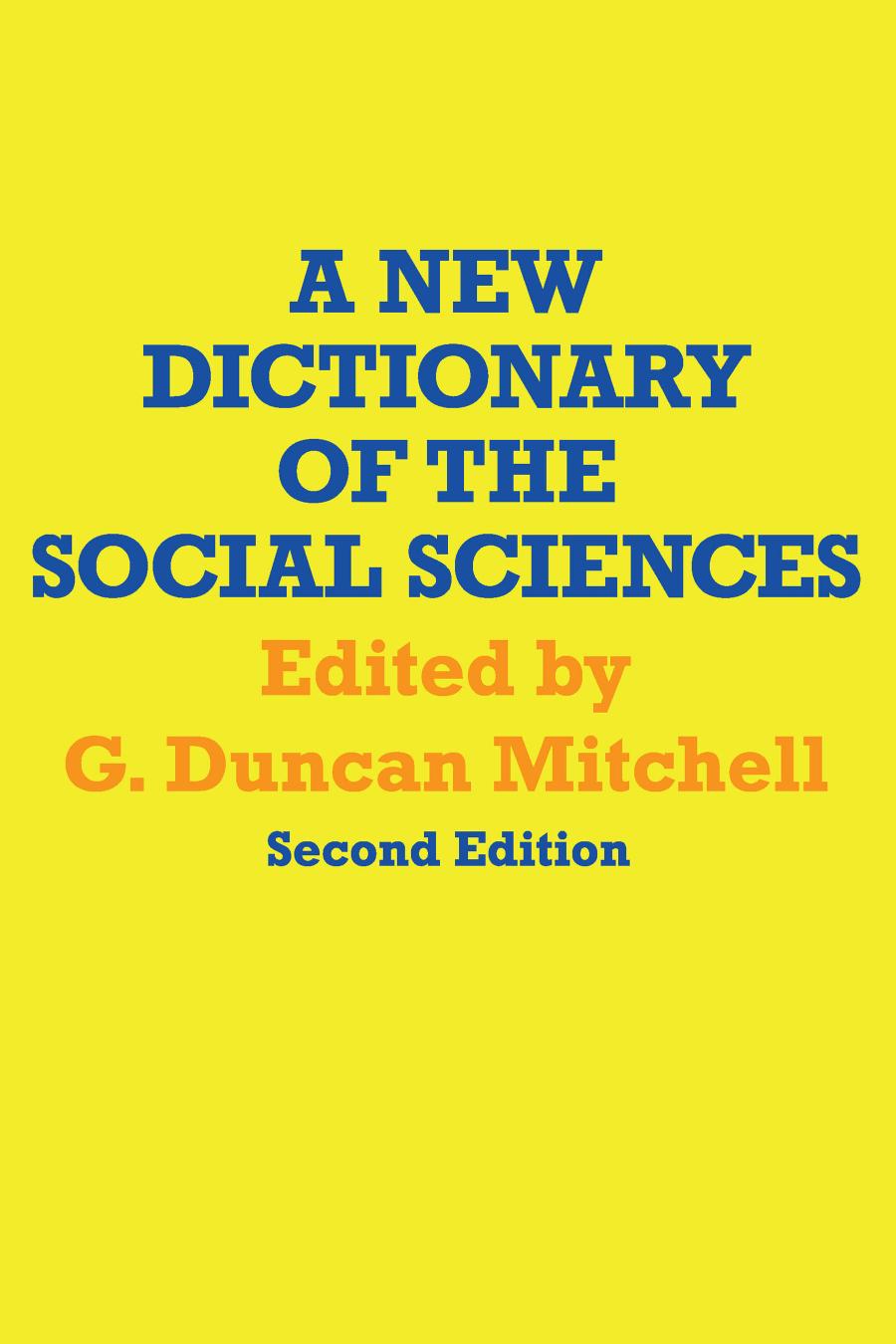 A New Dictionary of the Social Sciences
