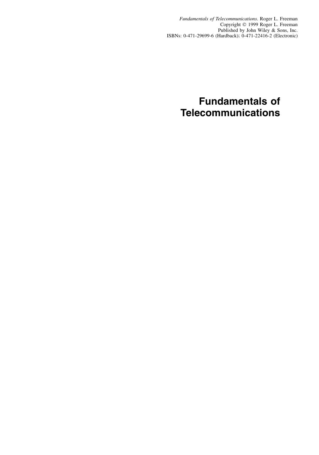 6686 Fundamentals Of Telecommunications (Wiley & Sons)