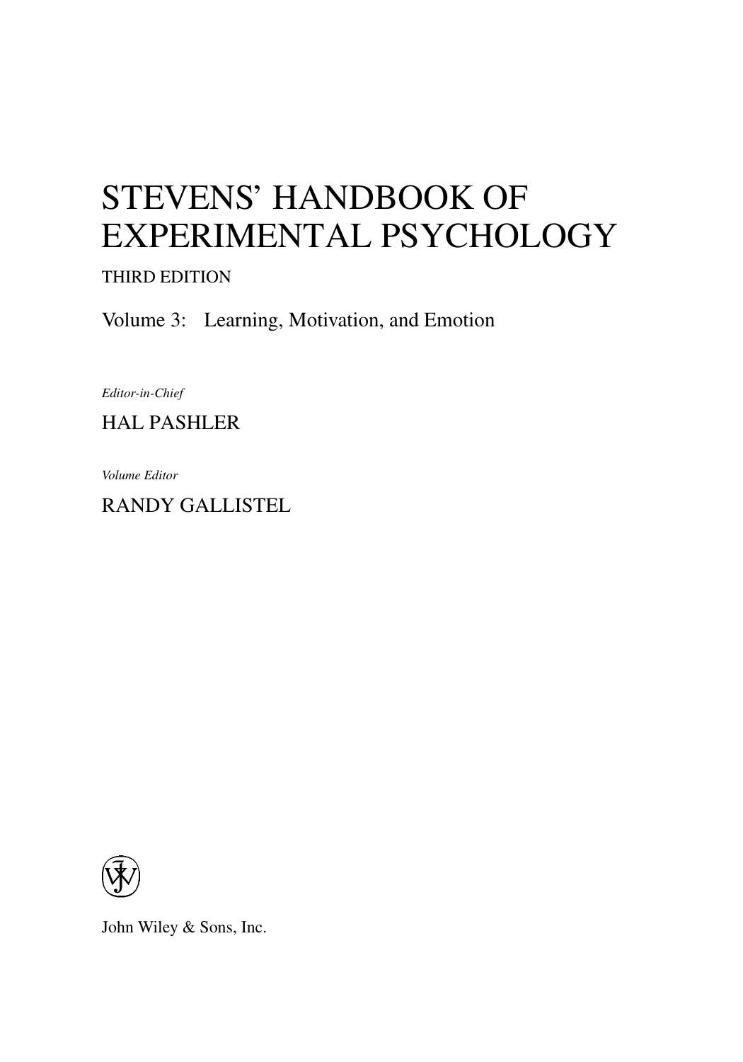 Stevens' Handbook of Experimental Psychology