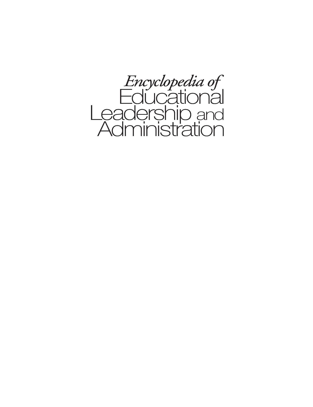 Encyclopedia of Educational Leadership and Administration, Volume 2