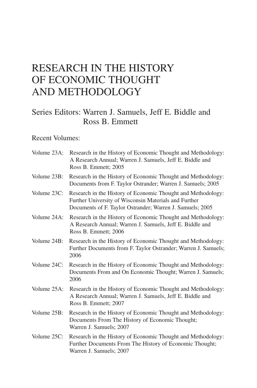 Documents on and from the History of Economic Thought and Methodology