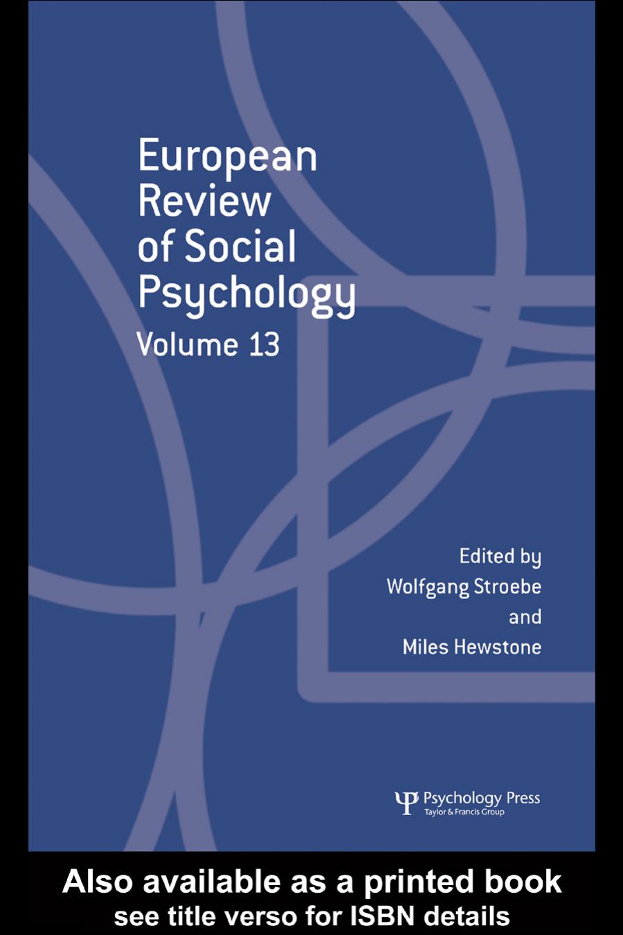 European Review of Social Psychology, Volume 13