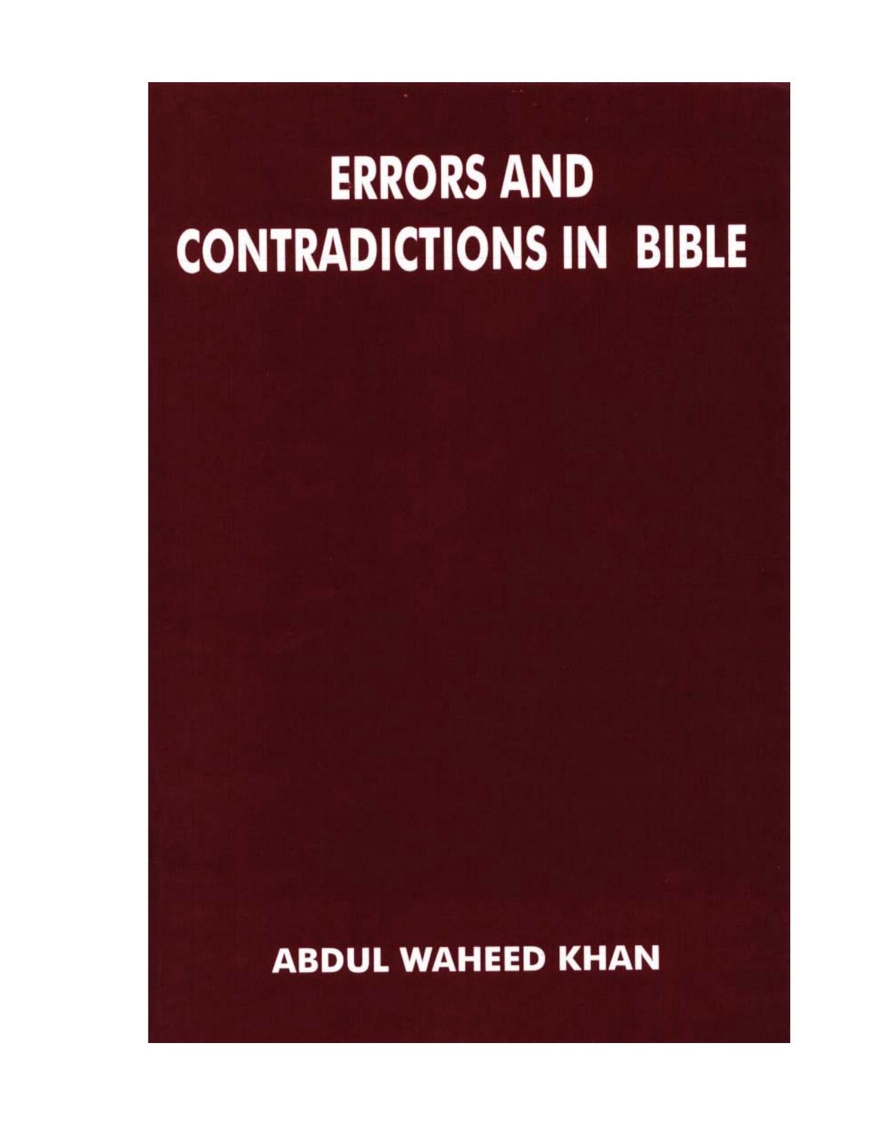 Errors and Contracdictions in Bible