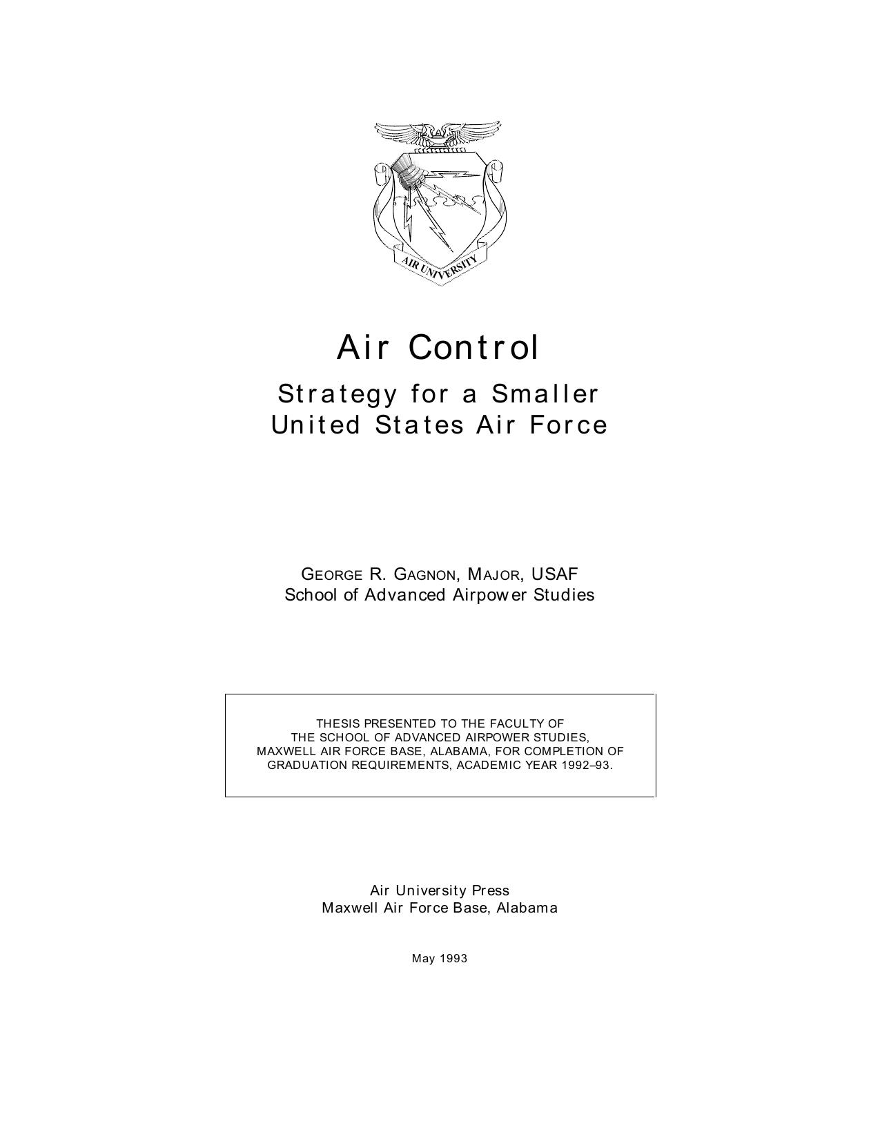 Air Control: Strategy for a Smaller United States Air Force