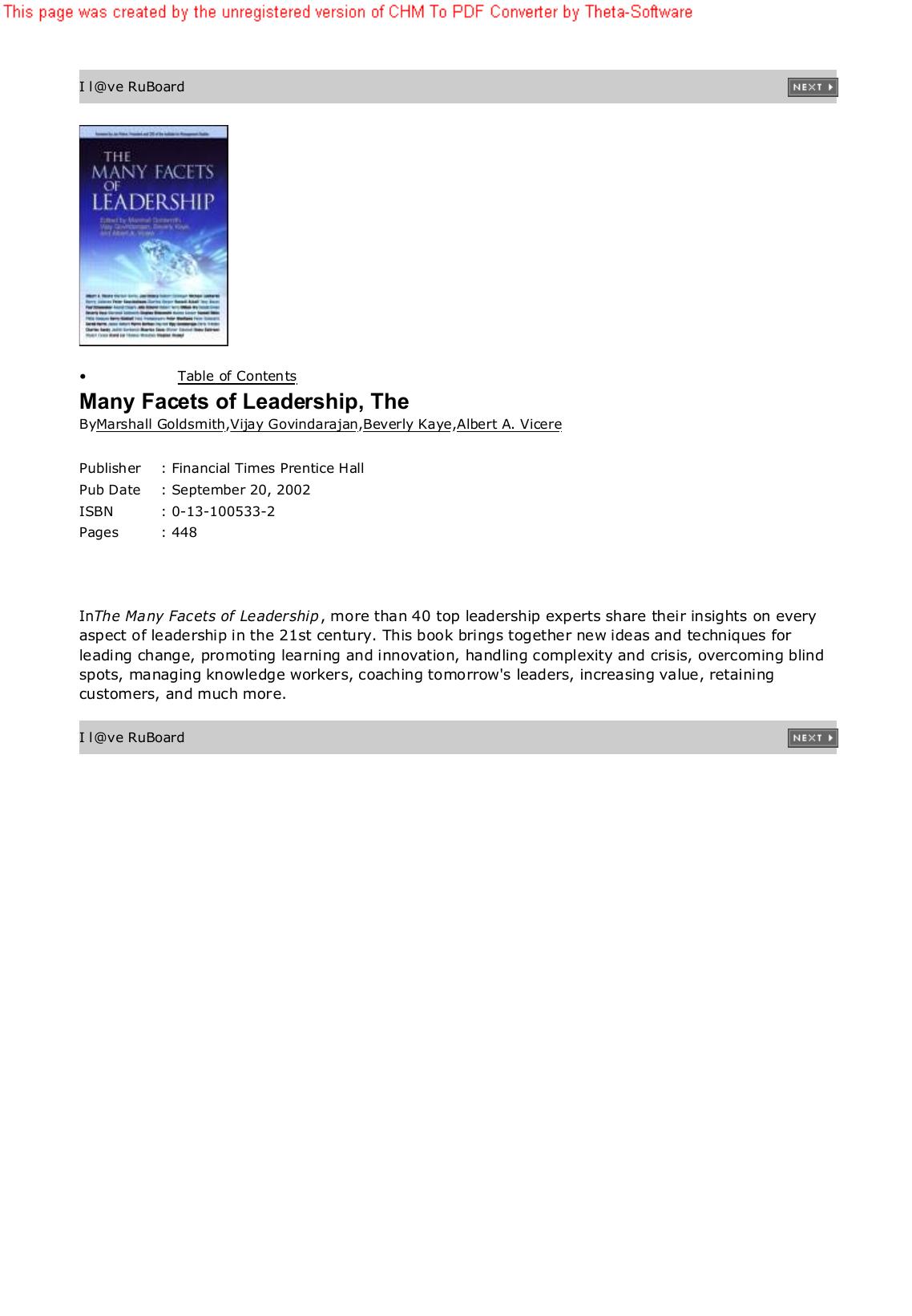 The Many Facets of Leadership