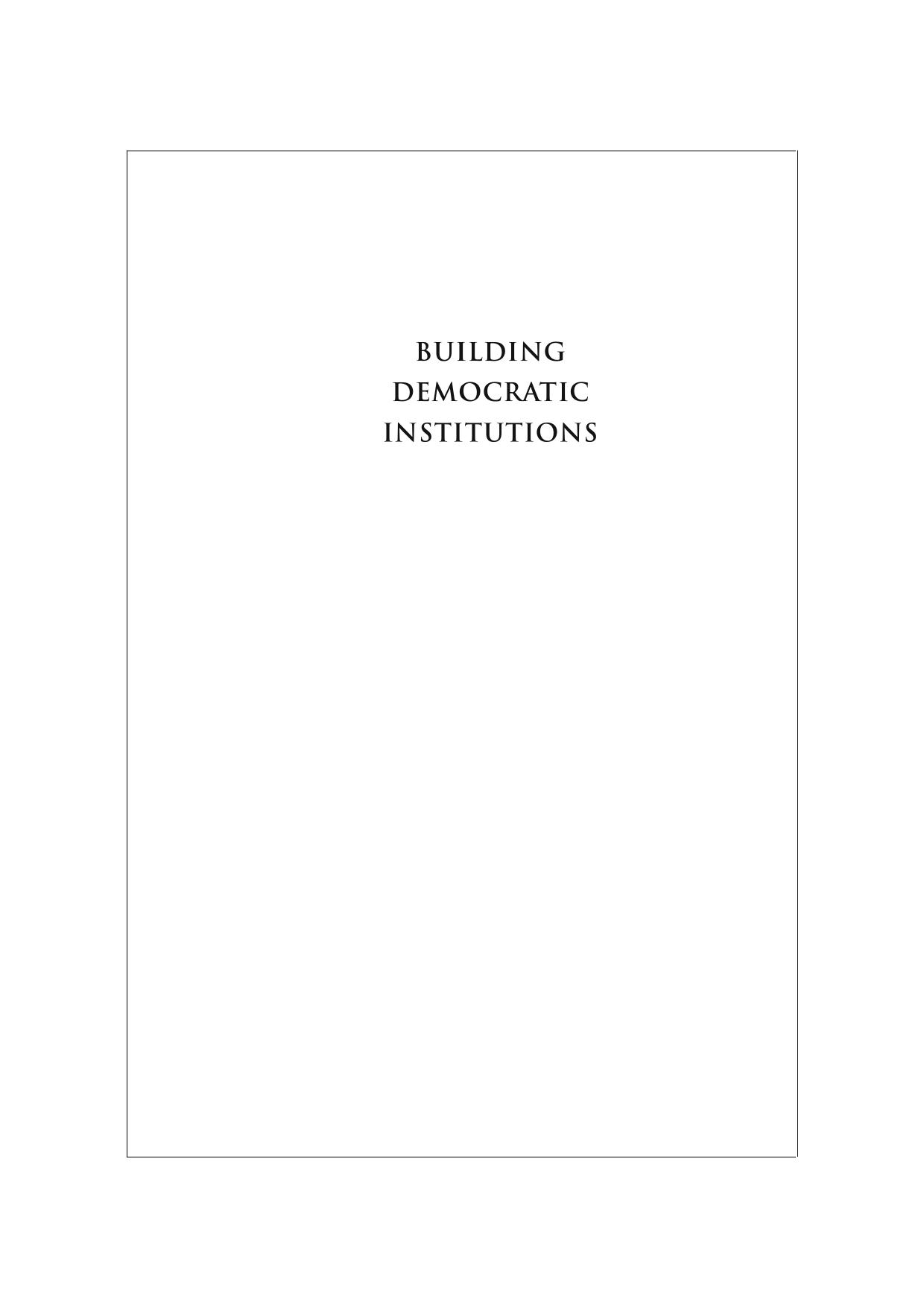 Building Democratic Institutions : Governance Reform in Develop