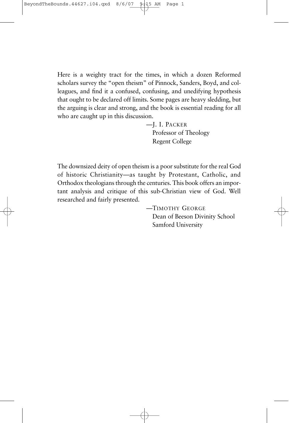 Beyond the Bounds: Open Theism and the Undermining of Biblical Christianity