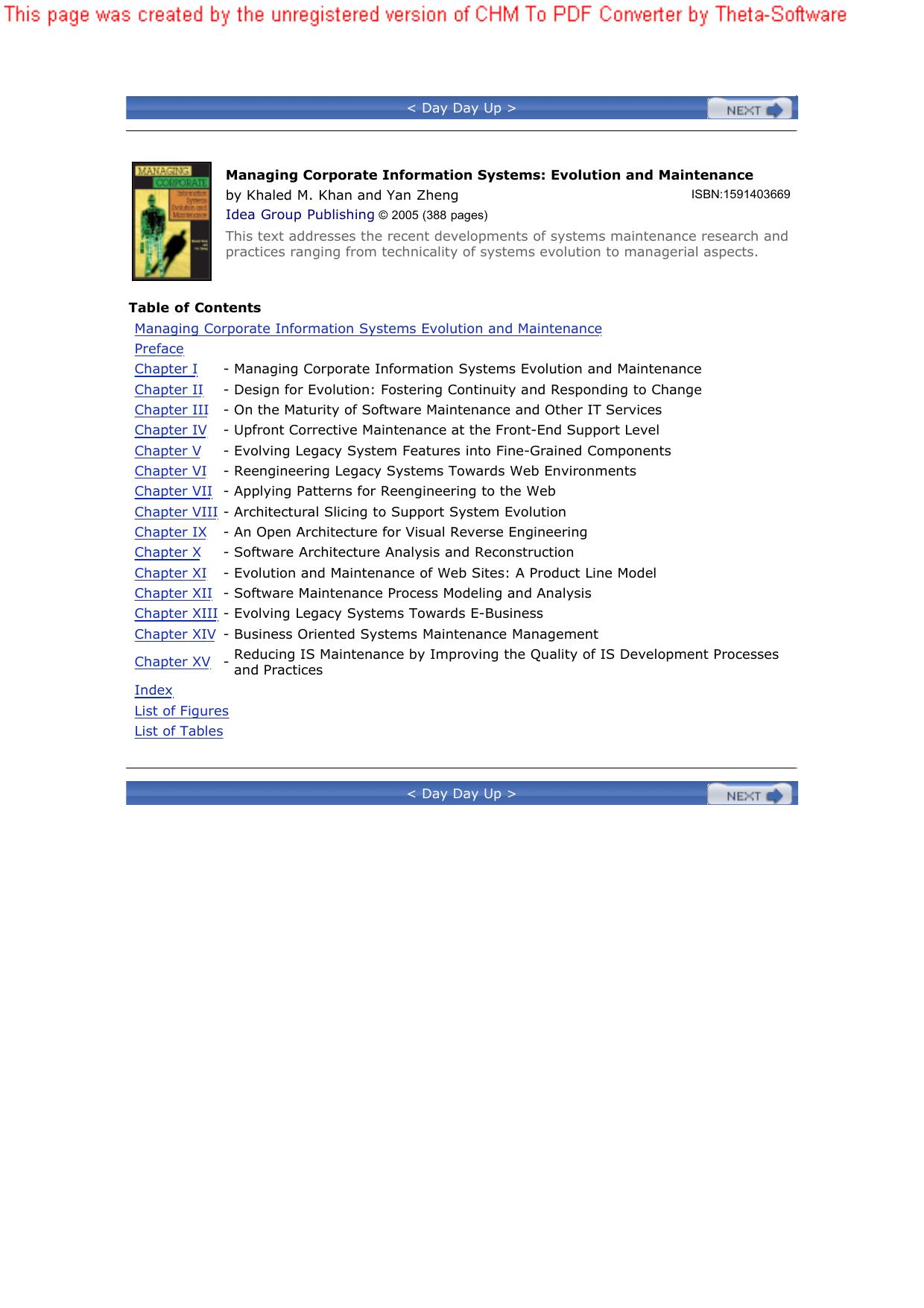 Managing Corporate Information Systems: Evolution and Maintenance
