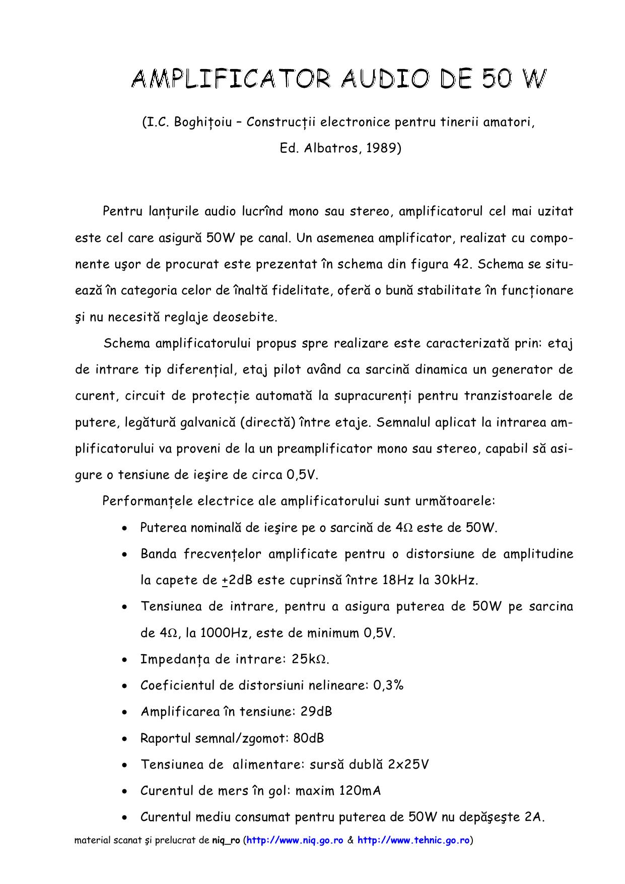 Amplificator audio de 50W
