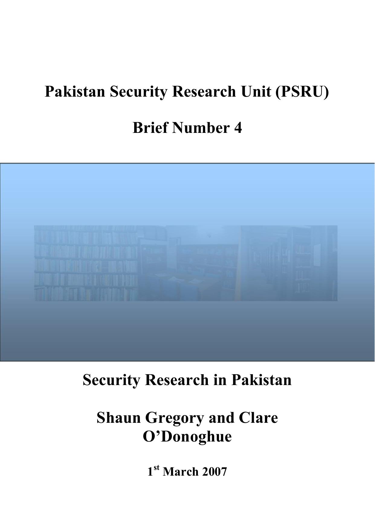 Security Research in Pakistan