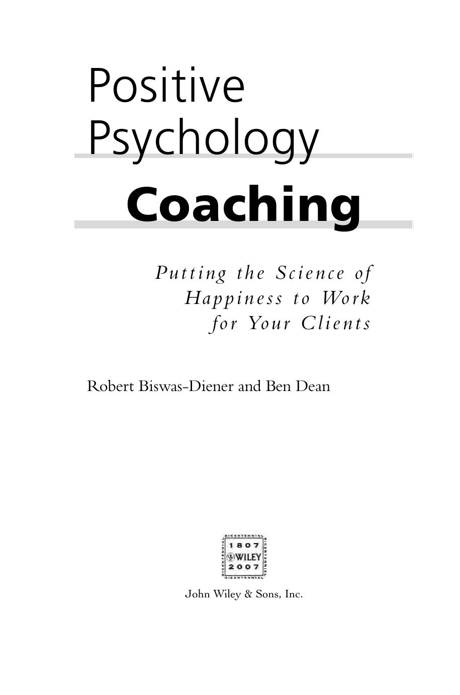 Positive Psychology Coaching