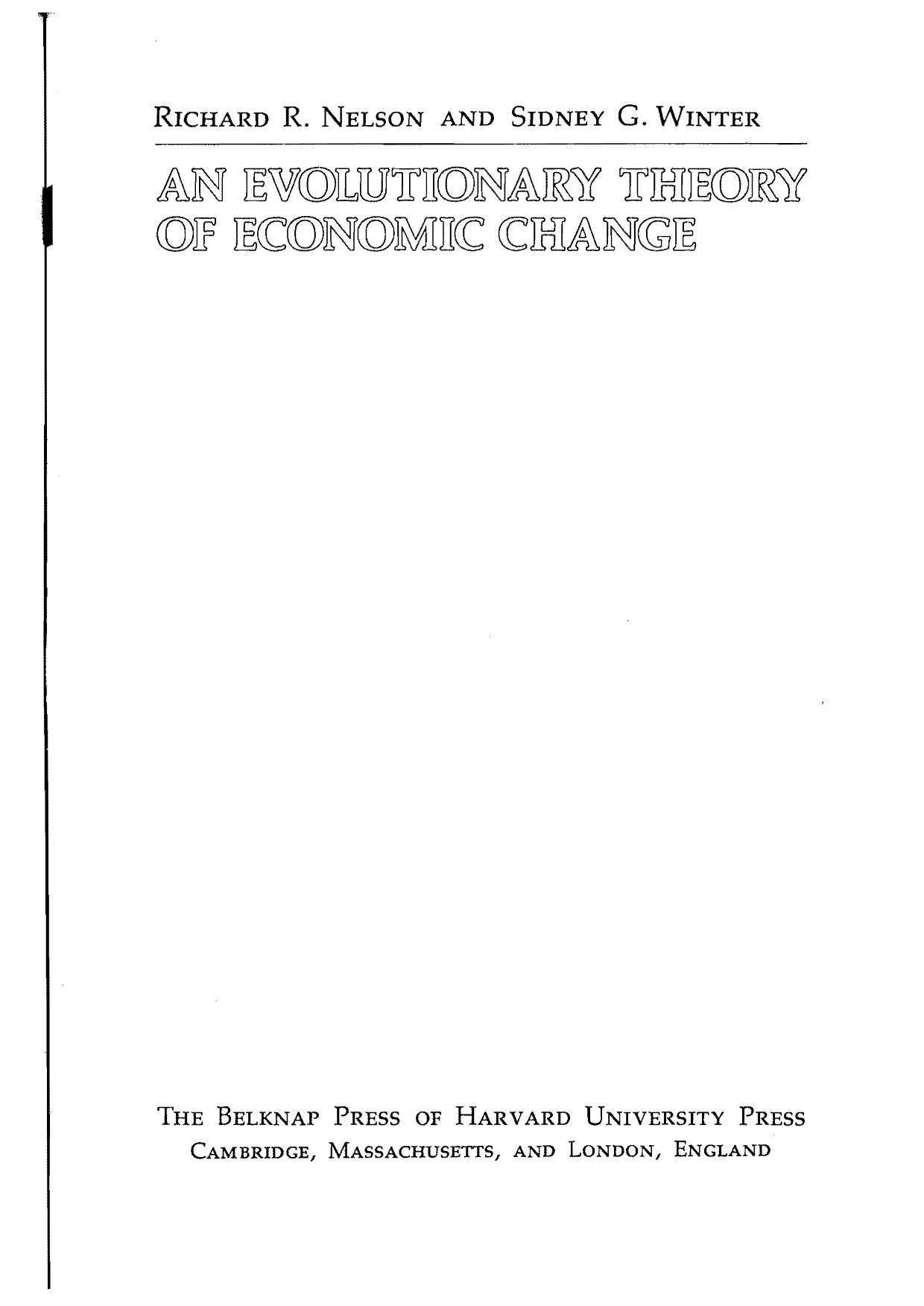 An evolutionary theory of economic change requested by Kamran ali chattha