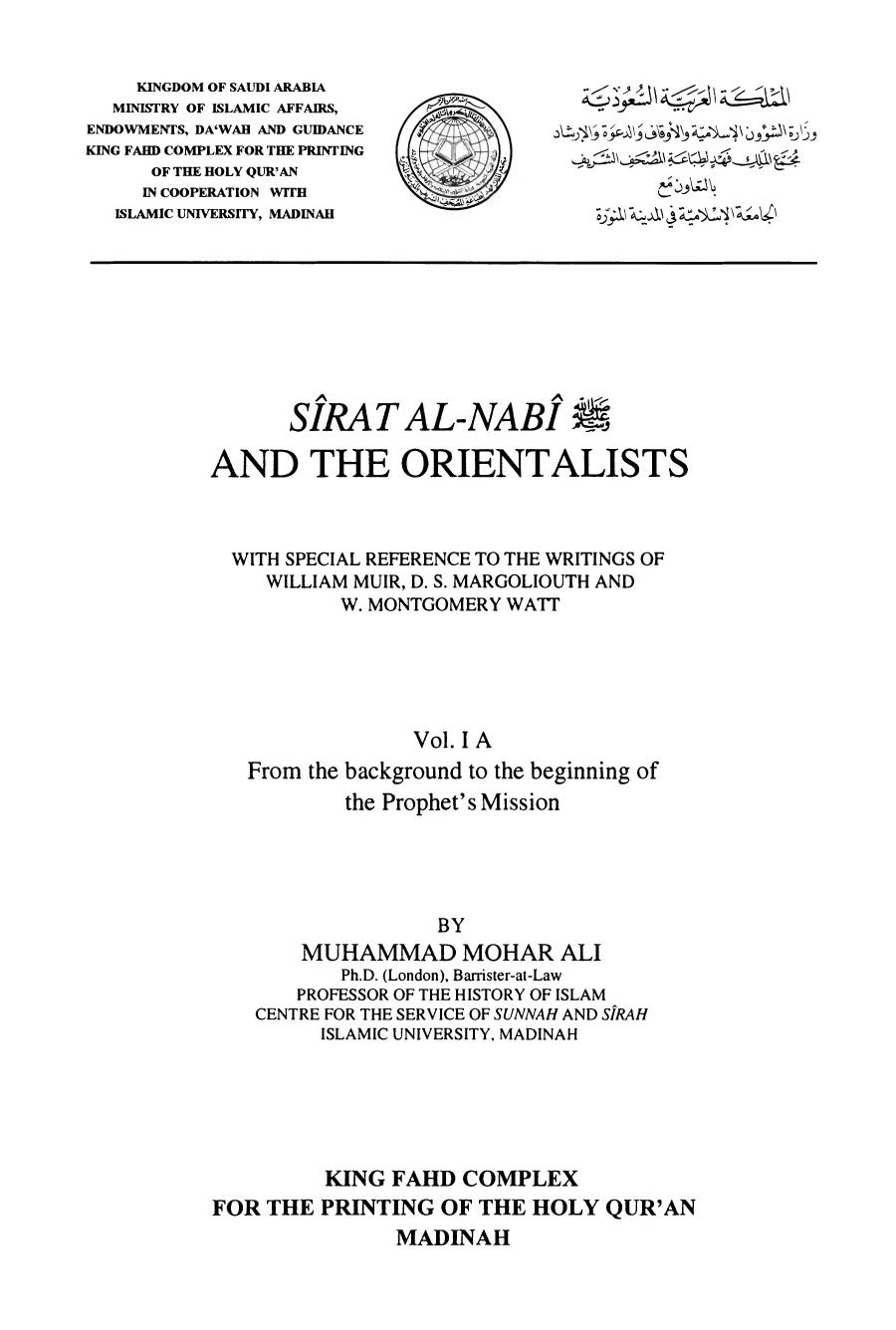 Sirat Al Nabi and the Orientalists