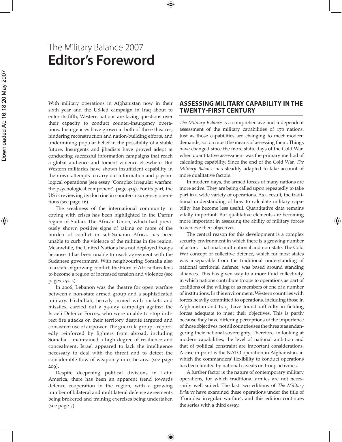 The Military Balance 2007