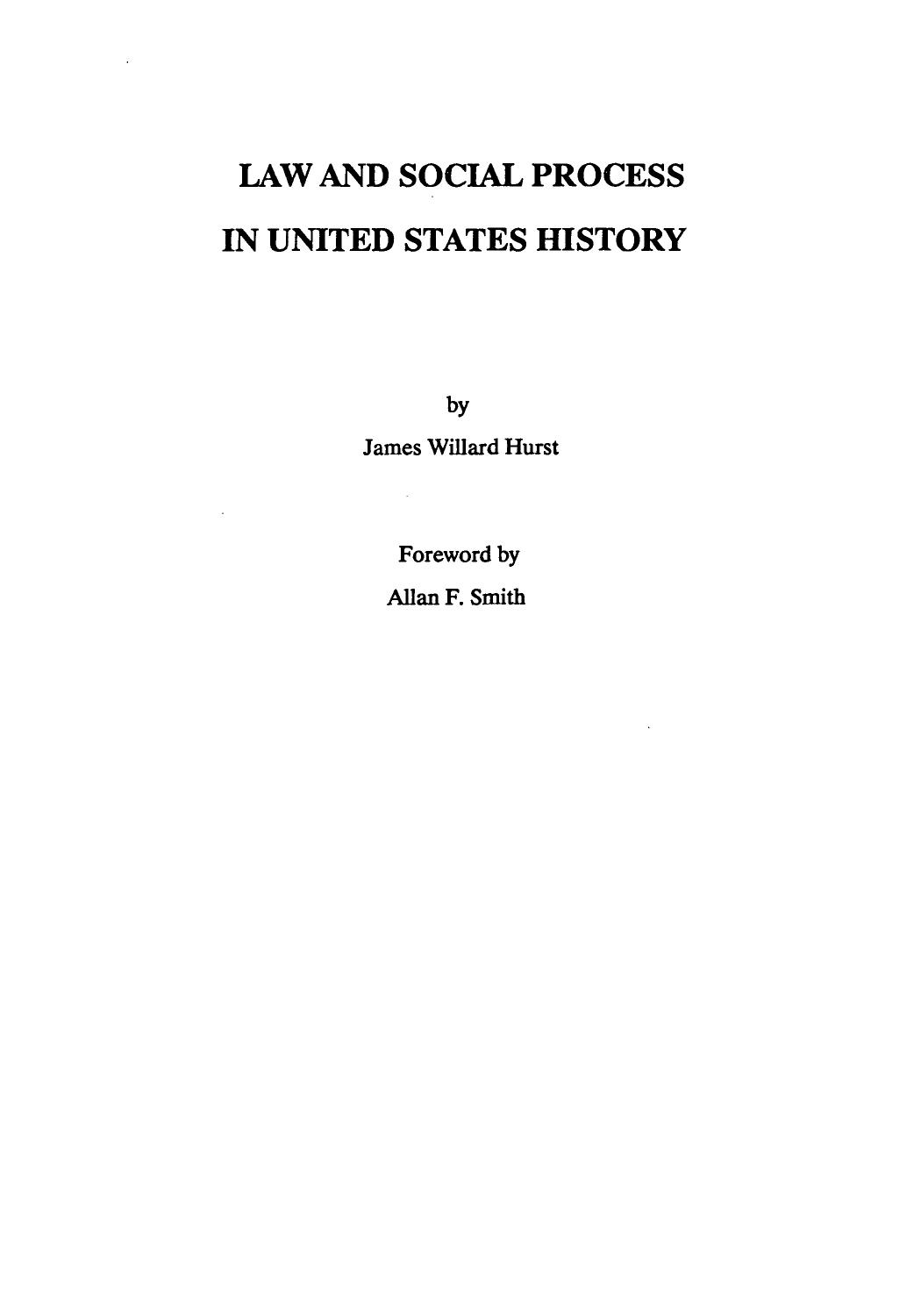 Law and Social Process in United States History